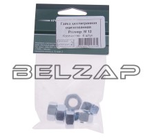 Гайка М12Х1.75х10.8 шестигранная оцинкованная (6шт.), DIN934, МЕТИЗНЫЙ ДВОР