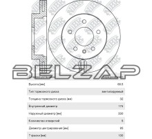 Диск тормозной VW Touareg (02-06) PORSCHE Cayenne (03-07) передний (1шт.), RN1235SET, NIBK